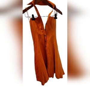 Mara Hoffman Orange Linen Halter Dress Size 2